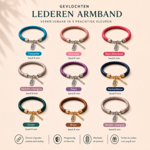 Lederen gevlochten armband